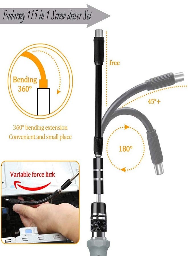 Padarsey Precision Screwdriver Set 115 in 1 Repair Tools Kit with Magnetic Driver Kit,Electronics Precision Screwdriver Set with Portable Bag for Repair Computer, Cell Phone, PC, iPhone,Lap Black - Image 4